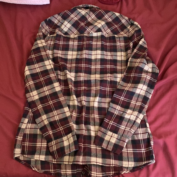 BCBGMAXAZRIA Burgundy Retro/Vintage style flannel - Picture 3 of 3